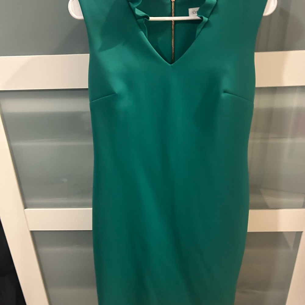 Calvin Klein Women’s Green Cocktail Party Festival Dress NWOT Sz 8 Gold Zipper - Picture 3 of 6